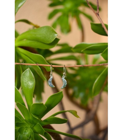 Boucles oreille argent massif et Vert d'Orezza