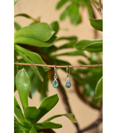 Boucles oreille argent massif et Vert d'Orezza