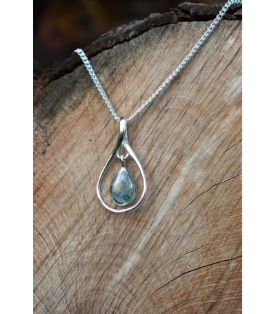 Pendentif argent massif et Vert d'Orezza
