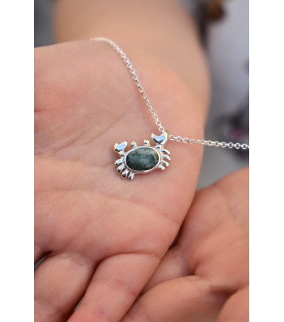 Pendentif argent massif et Vert d'Orezza