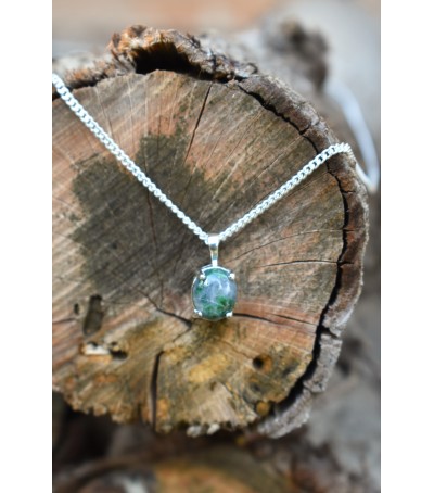 Pendentif argent massif et Vert d'Orezza