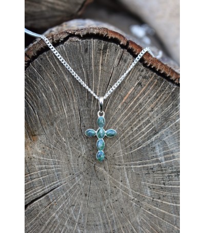 Pendentif argent massif et Vert d'Orezza