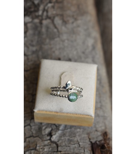 Bague argent massif et Vert d'Orezza