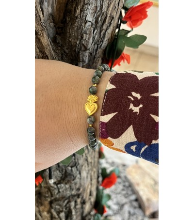 Bracelet en acier inoxydable et Vert d'Orezza