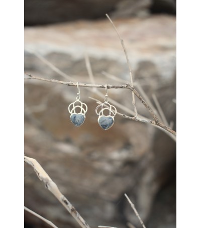 Boucles oreilles argent massif et Vert d'Orezza