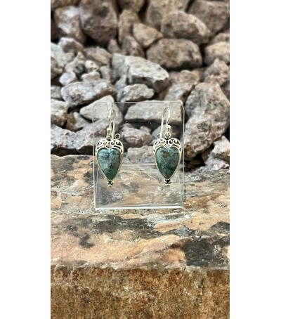 Boucles d'oreille argent massif et Vert Orezza