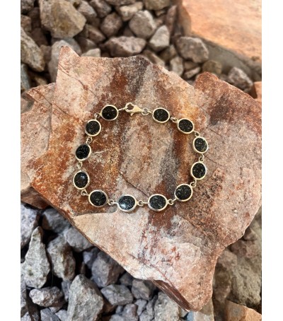 Bracelet argent massif et Diorite Noire