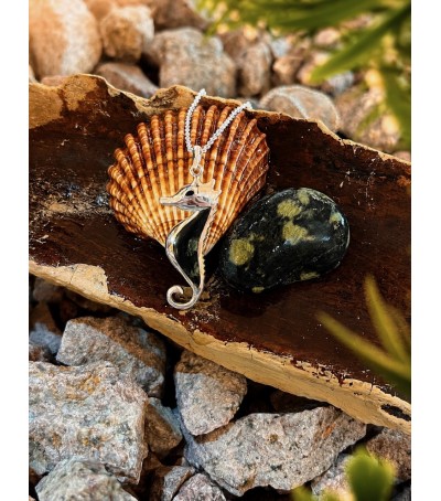 Pendentif argent massif et Serpentine Verde Stella