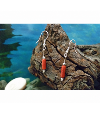 Sterling silver earrings with the true Mediterranean red coral