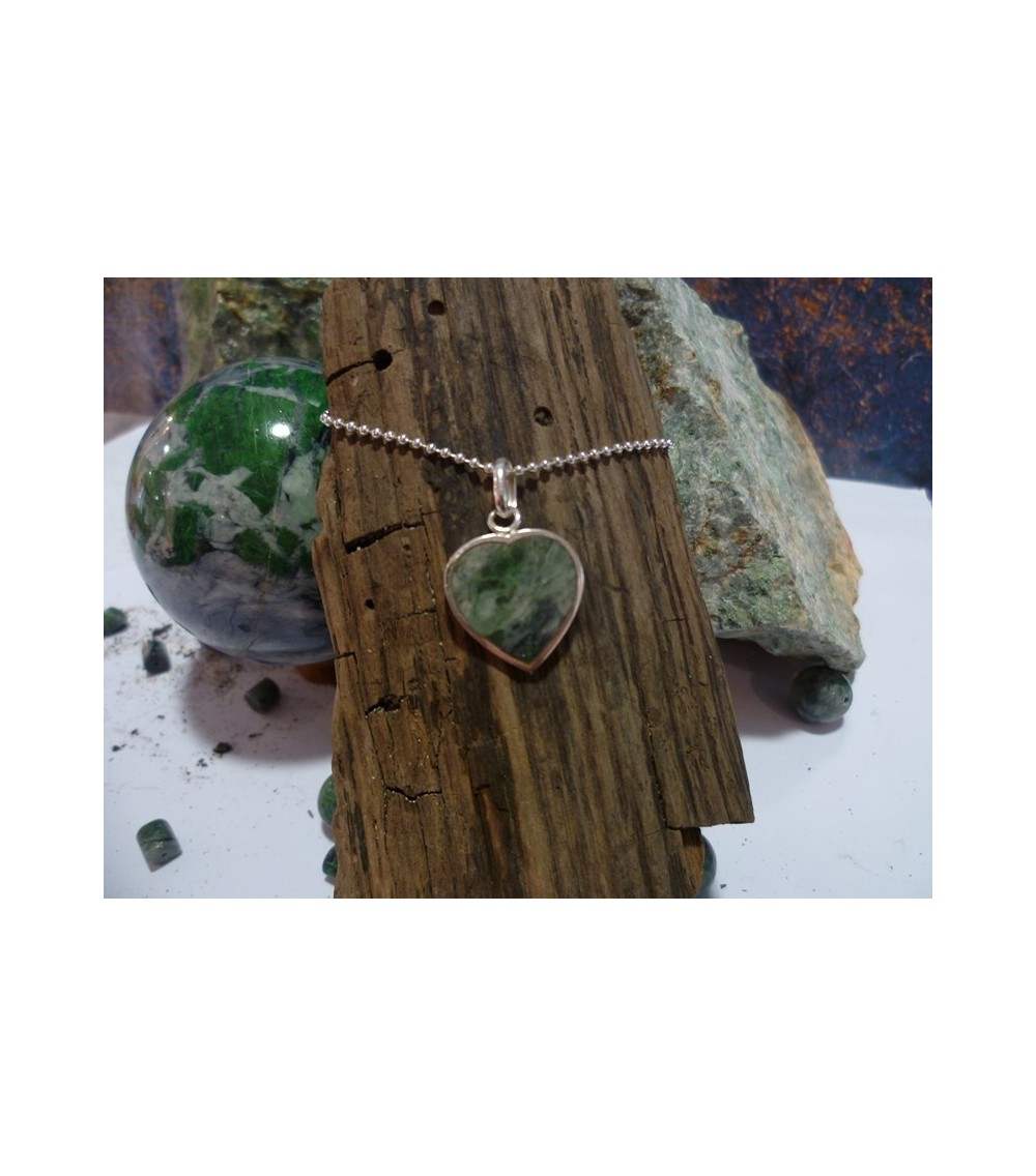 Pendentif argent massif et Vert d'Orezza