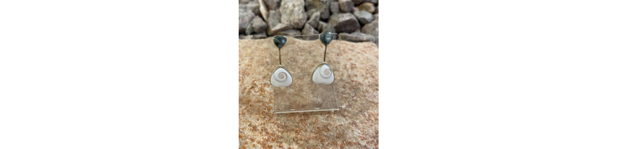 Earrings with the Eye of Saint Lucia and Corsican stones
