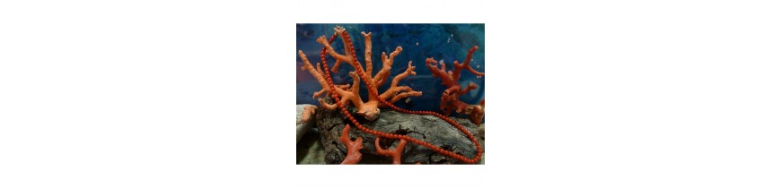 Colliers en or 18 carats et véritable corail rouge de Méditerranée